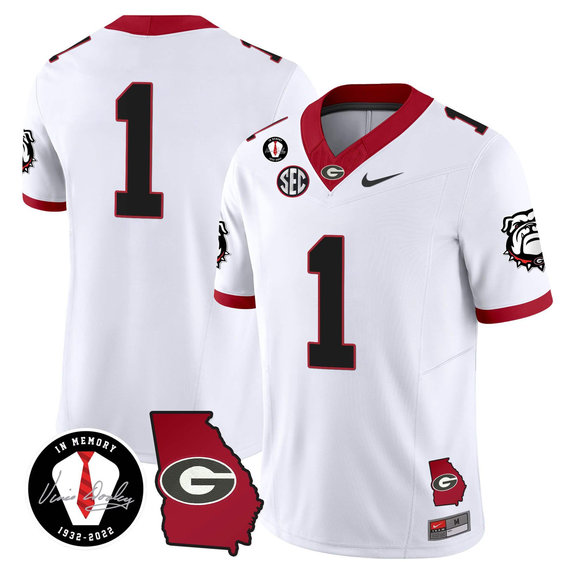 Men Georgia Bulldogs #1 No Name White 2024 Nike Vapor NCAA Jersey style 1